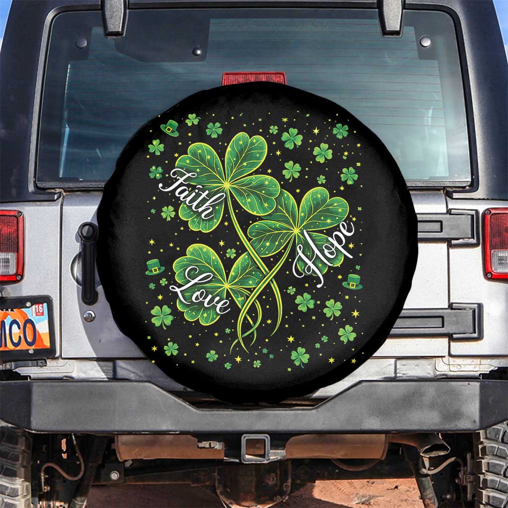Four Leaf Clover Christian Spare Tire Cover Irish Lucky Shamrock Faith Hope Love Religious