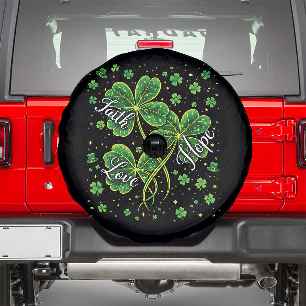 Four Leaf Clover Christian Spare Tire Cover Irish Lucky Shamrock Faith Hope Love Religious