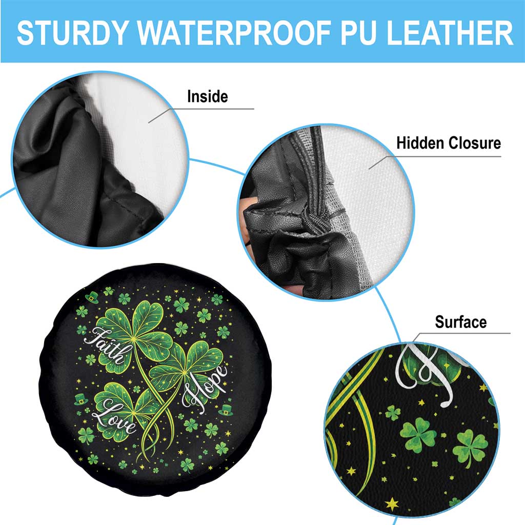 Four Leaf Clover Christian Spare Tire Cover Irish Lucky Shamrock Faith Hope Love Religious