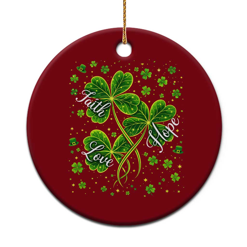Four Leaf Clover Christian Ceramic Ornament Irish Lucky Shamrock Faith Hope Love Religious