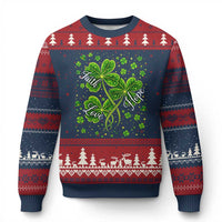 Four Leaf Clover Christian Ugly Christmas Sweater Irish Lucky Shamrock Faith Hope Love Religious
