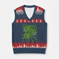 Four Leaf Clover Christian V-Neck Knit Sweater Vest Irish Lucky Shamrock Faith Hope Love Religious