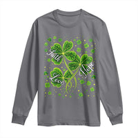 Four Leaf Clover Christian Long Sleeve Shirt Irish Lucky Shamrock Faith Hope Love Religious