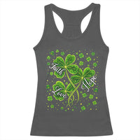Four Leaf Clover Christian Racerback Tank Top Irish Lucky Shamrock Faith Hope Love Religious