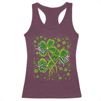 Four Leaf Clover Christian Racerback Tank Top Irish Lucky Shamrock Faith Hope Love Religious