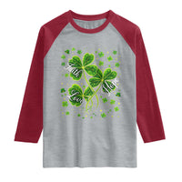 Four Leaf Clover Christian Raglan Shirt Irish Lucky Shamrock Faith Hope Love Religious