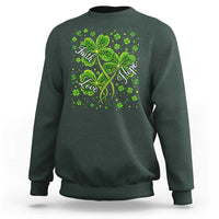 Four Leaf Clover Christian Sweatshirt Irish Lucky Shamrock Faith Hope Love Religious
