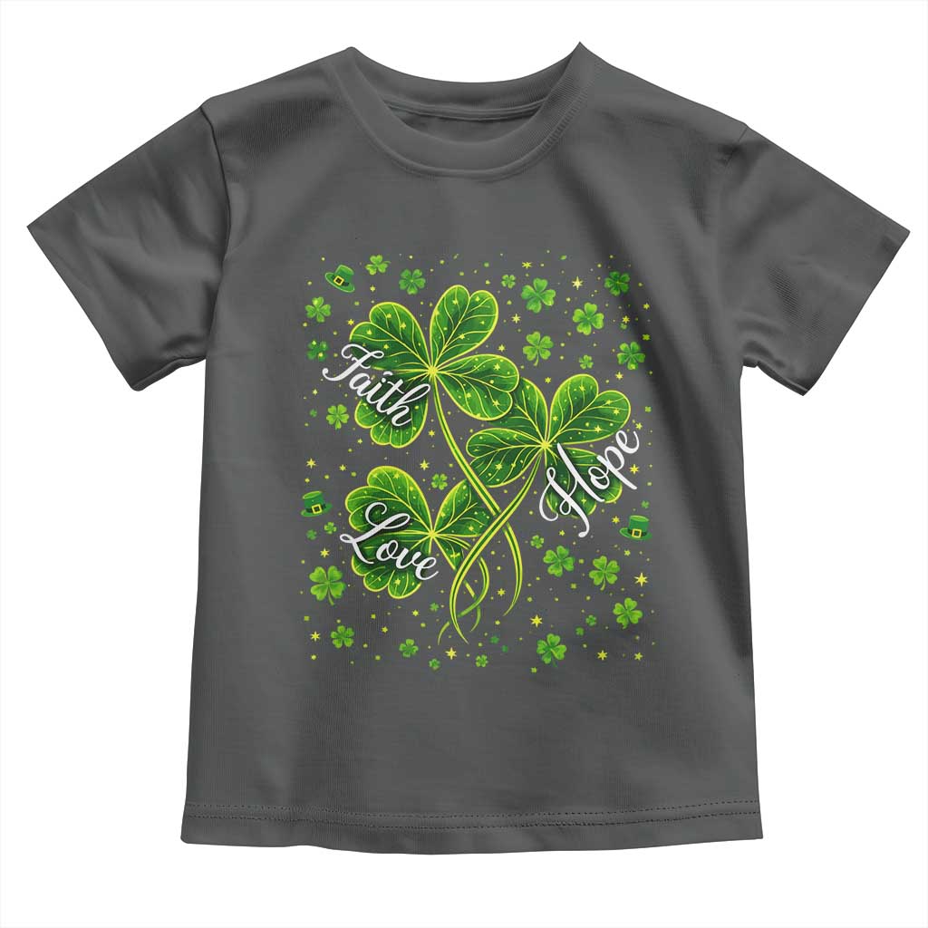 Four Leaf Clover Christian Toddler T Shirt Irish Lucky Shamrock Faith Hope Love Religious