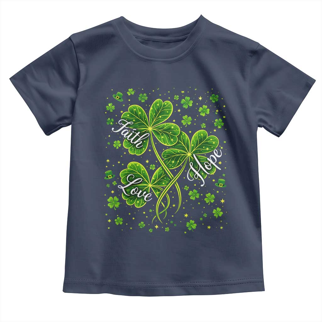 Four Leaf Clover Christian Toddler T Shirt Irish Lucky Shamrock Faith Hope Love Religious
