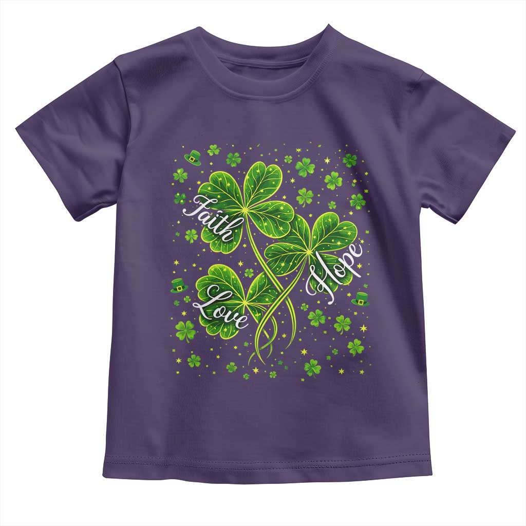 Four Leaf Clover Christian Toddler T Shirt Irish Lucky Shamrock Faith Hope Love Religious