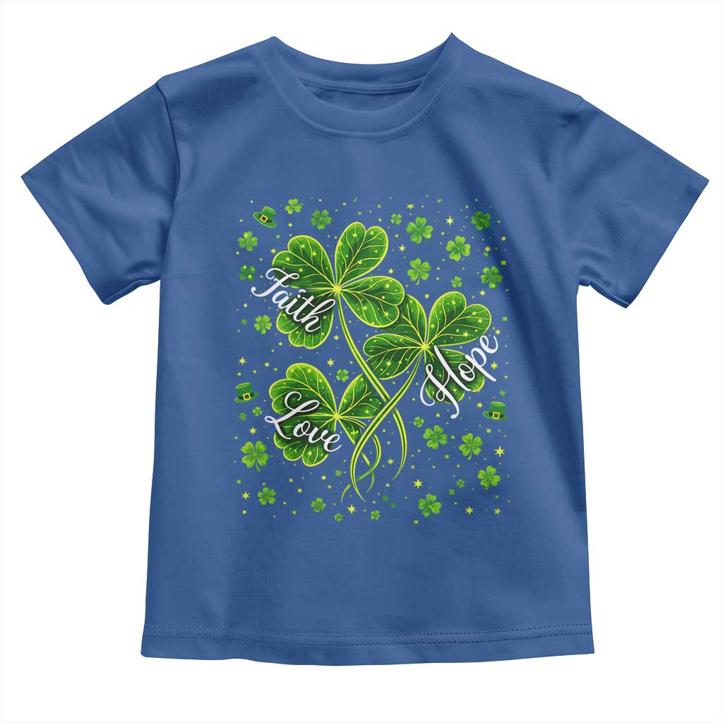Four Leaf Clover Christian Toddler T Shirt Irish Lucky Shamrock Faith Hope Love Religious