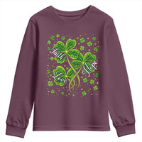 Four Leaf Clover Christian Youth Sweatshirt Irish Lucky Shamrock Faith Hope Love Religious