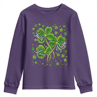 Four Leaf Clover Christian Youth Sweatshirt Irish Lucky Shamrock Faith Hope Love Religious