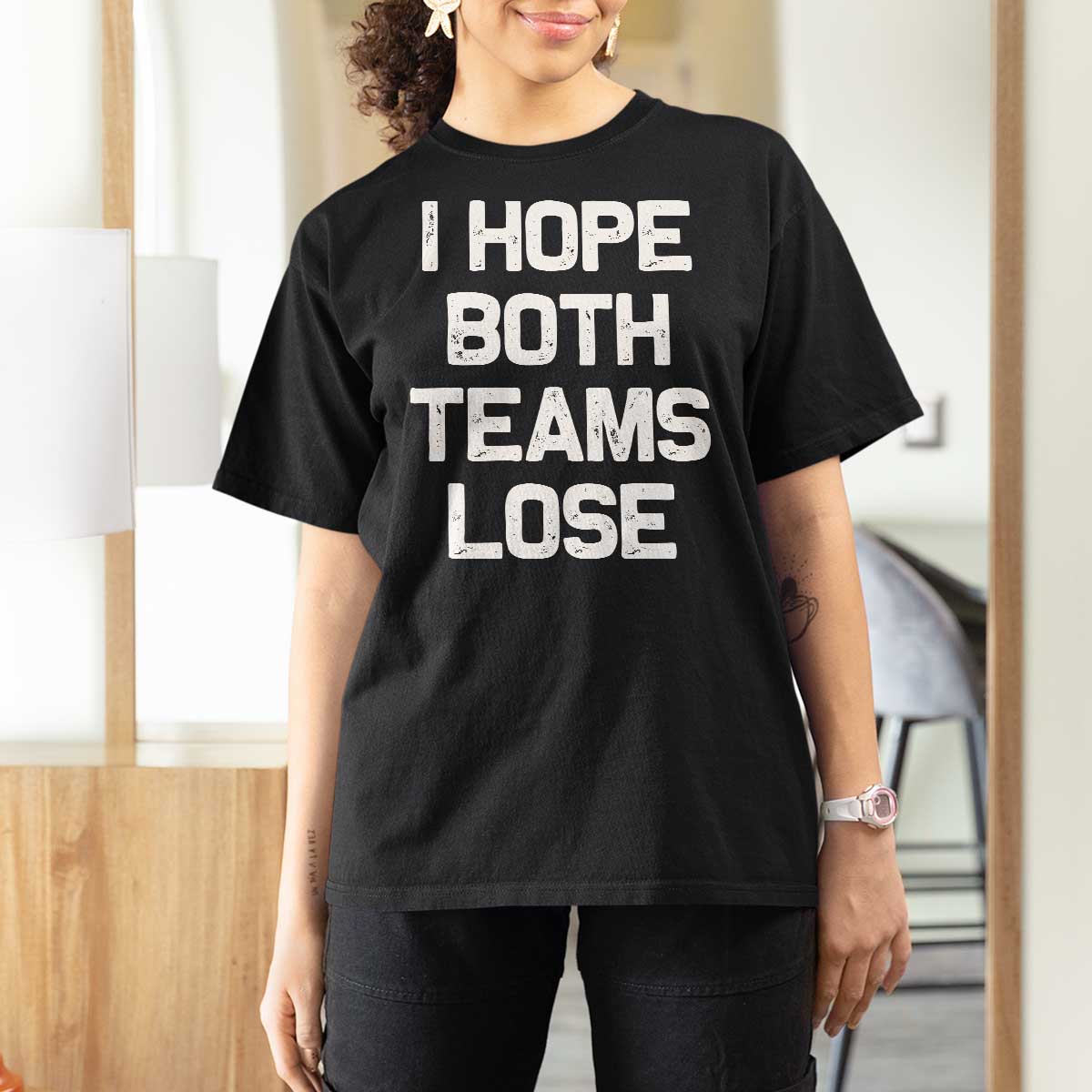 I Hope Both Team Lose T Shirt For Women Funny Game Day Sports Meme