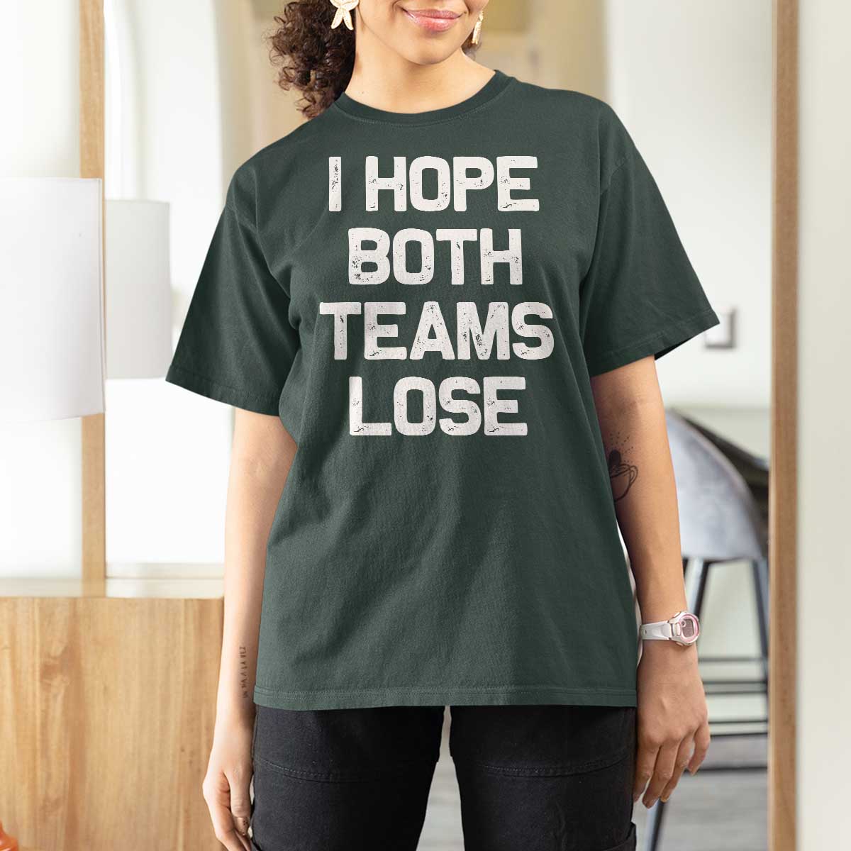 I Hope Both Team Lose T Shirt For Women Funny Game Day Sports Meme