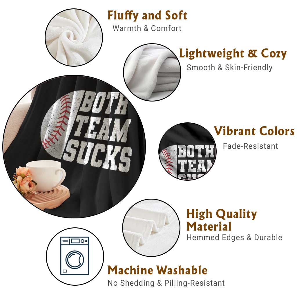 Funny Baseball Throw Blanket Both Teams Sucks Meme