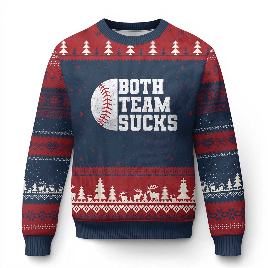 Funny Baseball Ugly Christmas Sweater Both Teams Sucks Meme