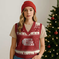 Funny Baseball V-Neck Knit Sweater Vest Both Teams Sucks Meme