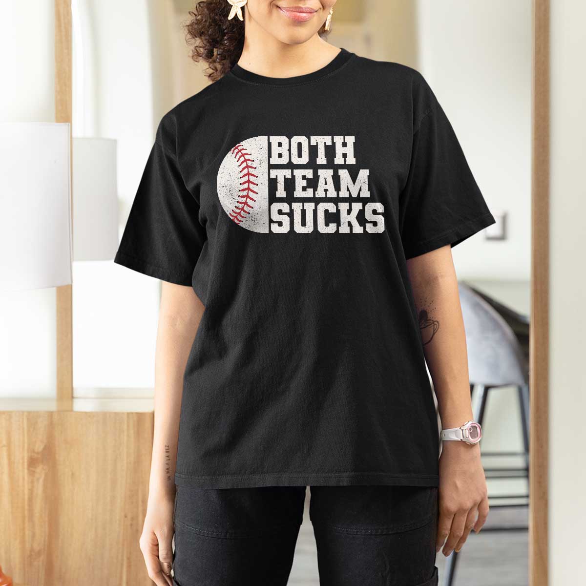 Funny Baseball T Shirt For Women Both Teams Sucks Meme