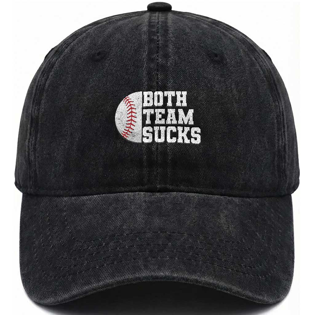 Funny Baseball Washed Cotton Baseball Cap Both Teams Sucks Meme