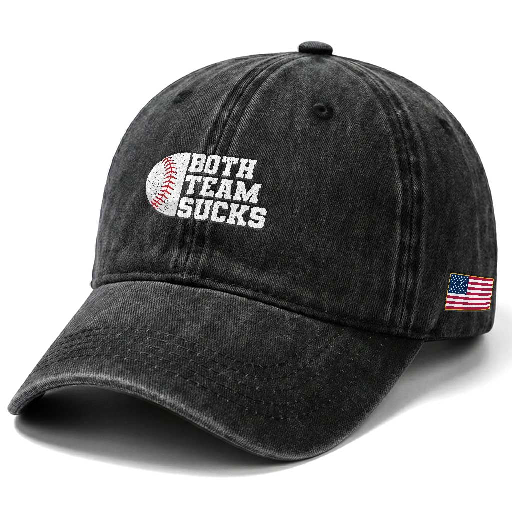 Funny Baseball Washed Cotton Baseball Cap Both Teams Sucks Meme