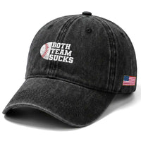 Funny Baseball Washed Cotton Baseball Cap Both Teams Sucks Meme