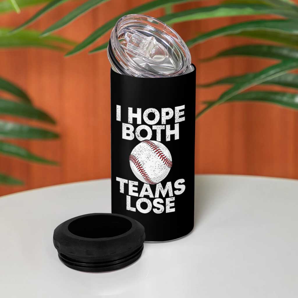 Funny Baseball Meme 4 in 1 Can Cooler Tumbler I Just Hope Both Teams Lost