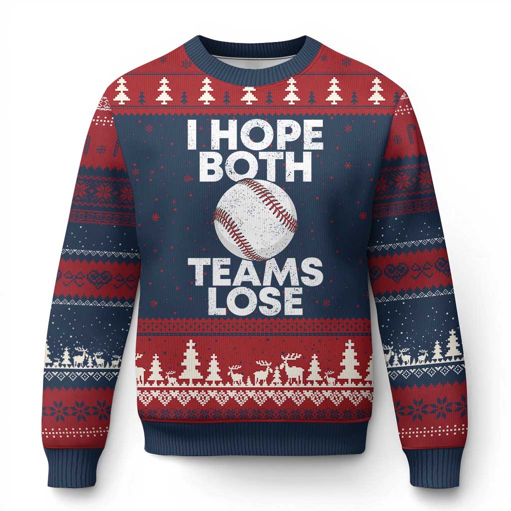 Funny Baseball Meme Ugly Christmas Sweater I Just Hope Both Teams Lost