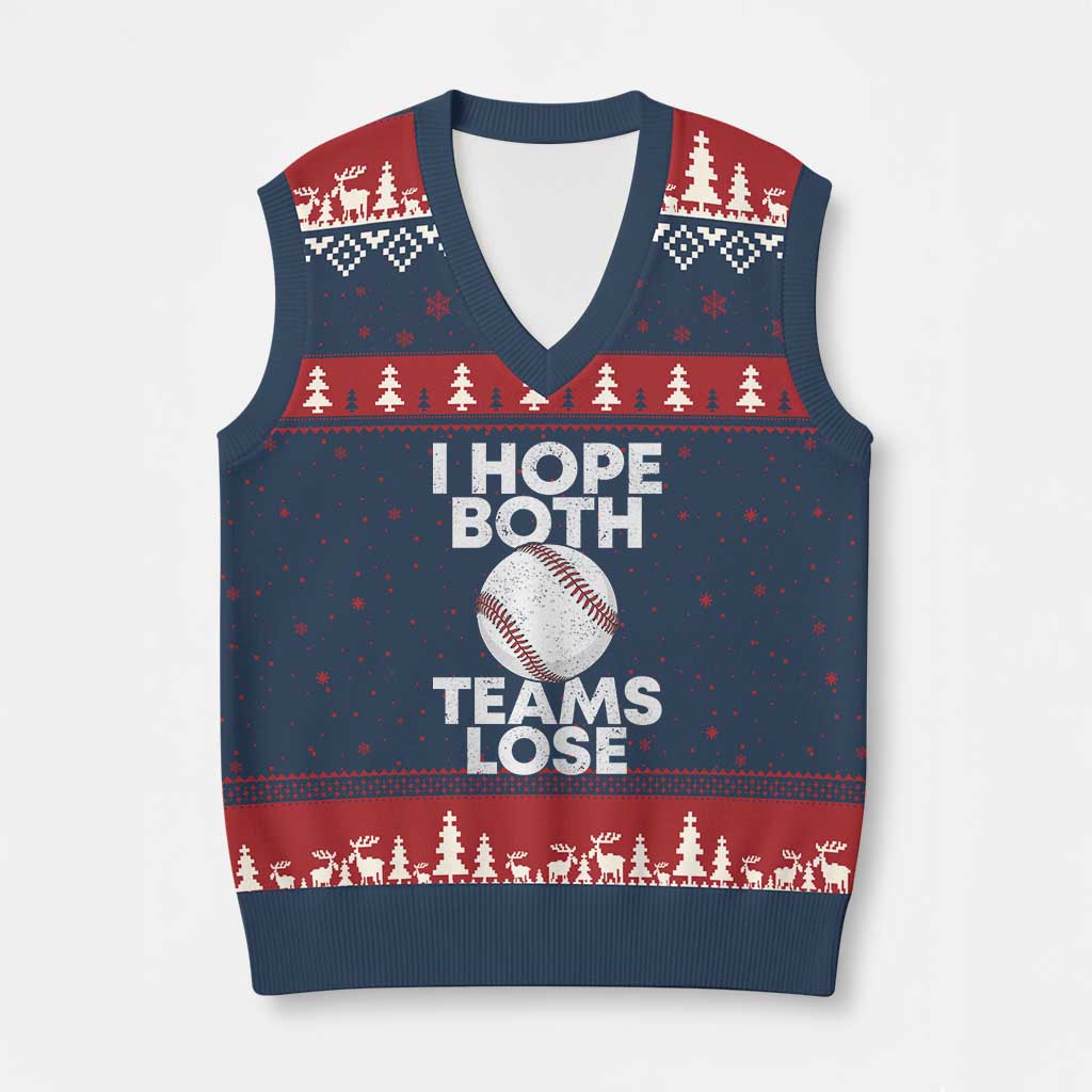 Funny Baseball Meme V-Neck Knit Sweater Vest I Just Hope Both Teams Lost