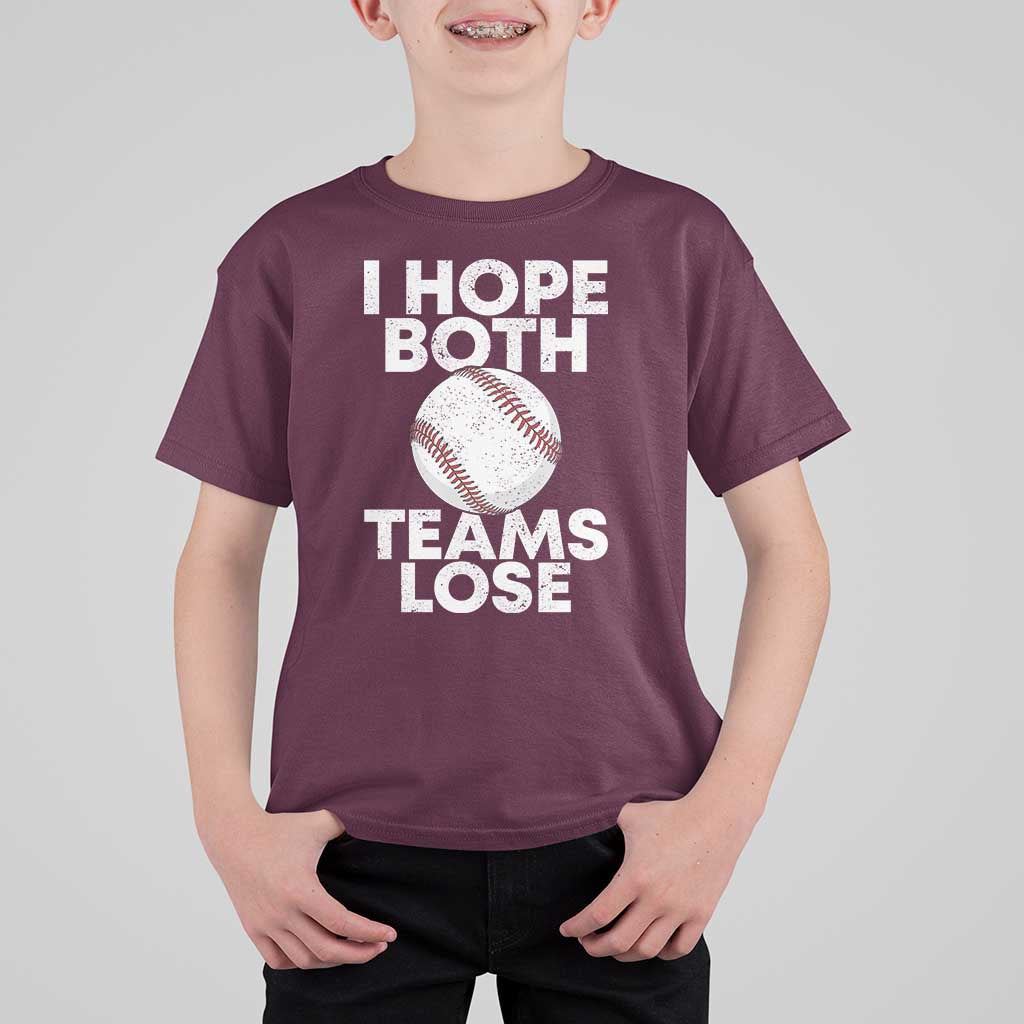 Funny Baseball Meme T Shirt For Kid I Just Hope Both Teams Lost