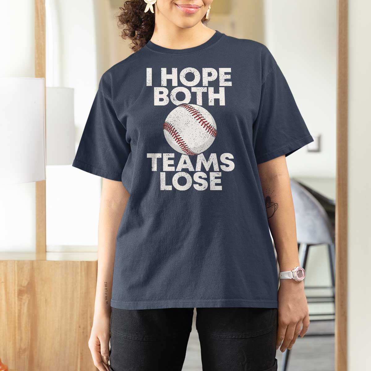Funny Baseball Meme T Shirt For Women I Just Hope Both Teams Lost