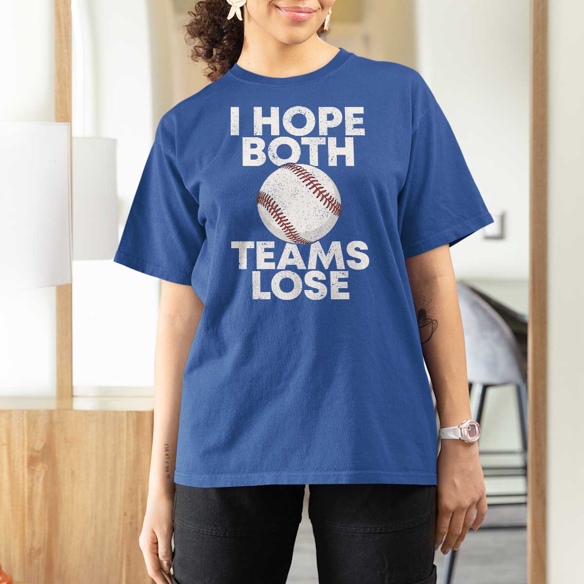 Funny Baseball Meme T Shirt For Women I Just Hope Both Teams Lost