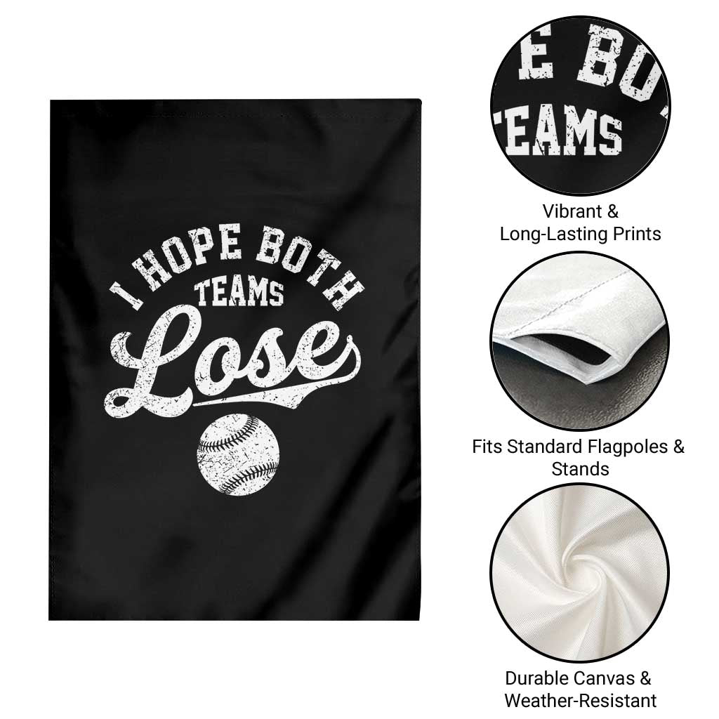 Baseball Meme Garden Flag Retro I Just Hope Both Teams Lost Funny Sayings