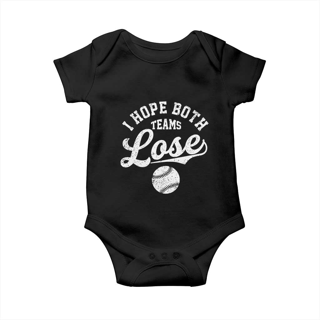 Baseball Meme Baby Onesie Retro I Just Hope Both Teams Lost Funny Sayings