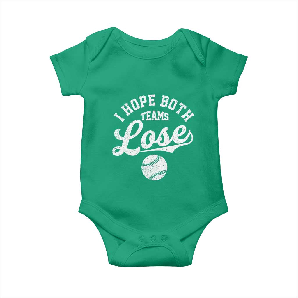 Baseball Meme Baby Onesie Retro I Just Hope Both Teams Lost Funny Sayings