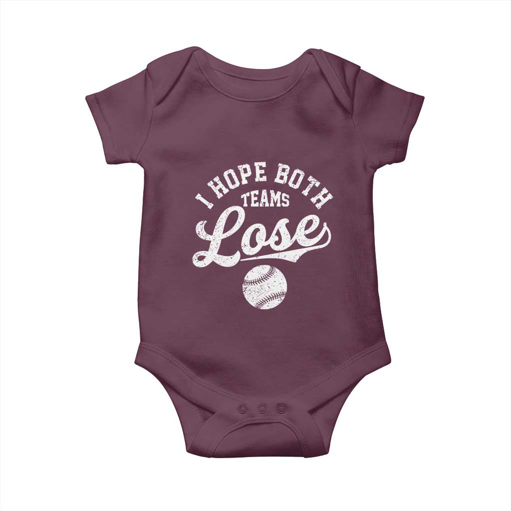 Baseball Meme Baby Onesie Retro I Just Hope Both Teams Lost Funny Sayings