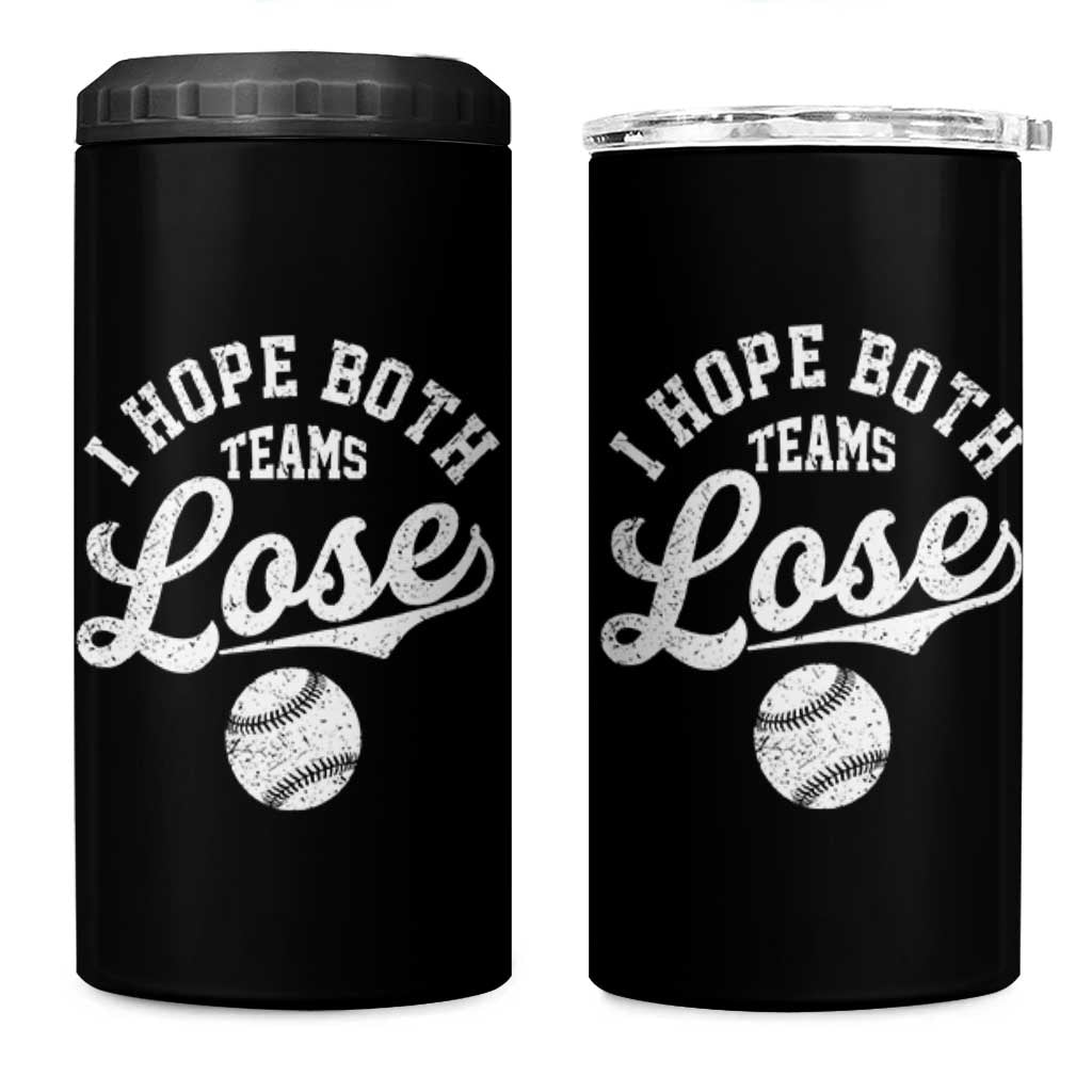 Baseball Meme 4 in 1 Can Cooler Tumbler Retro I Just Hope Both Teams Lost Funny Sayings