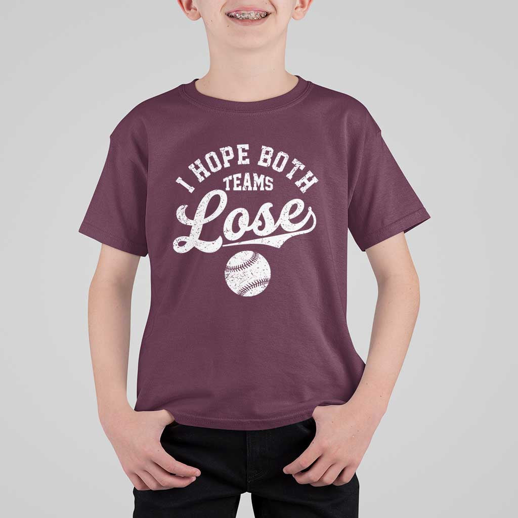 Baseball Meme T Shirt For Kid Retro I Just Hope Both Teams Lost Funny Sayings
