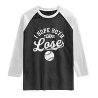 Baseball Meme Raglan Shirt Retro I Just Hope Both Teams Lost Funny Sayings