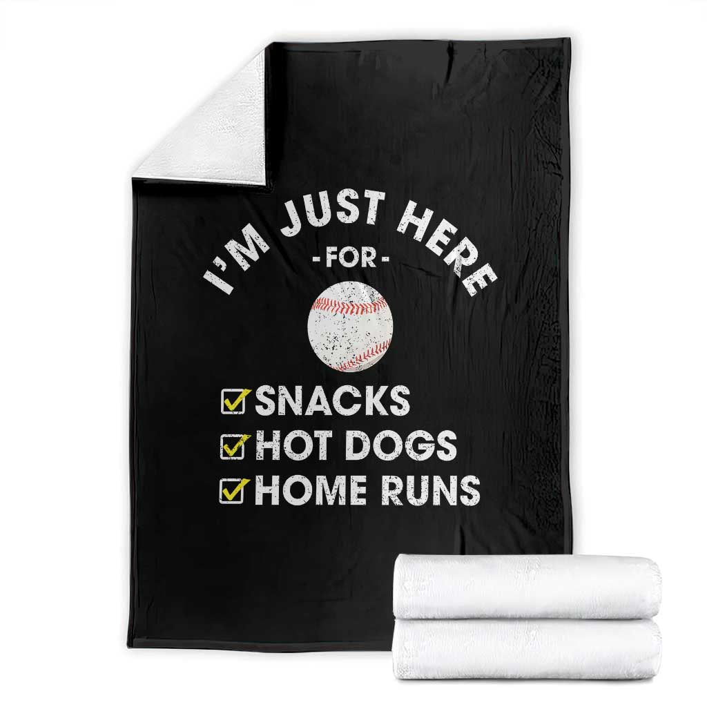 Funny Baseball Food Fans Throw Blanket Im Just Here for The Snacks Hot Dog
