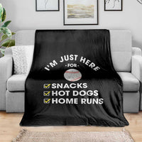 Funny Baseball Food Fans Throw Blanket Im Just Here for The Snacks Hot Dog