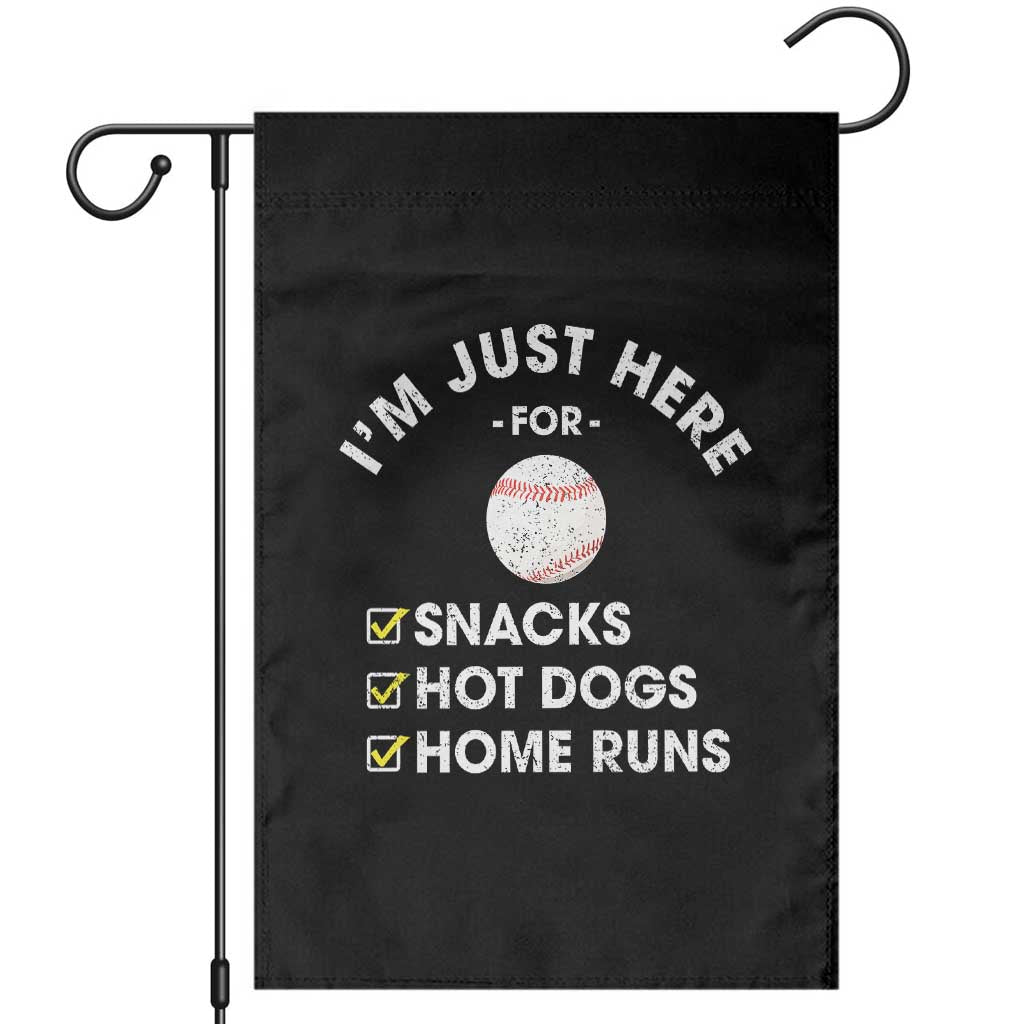 Funny Baseball Food Fans Garden Flag Im Just Here for The Snacks Hot Dog