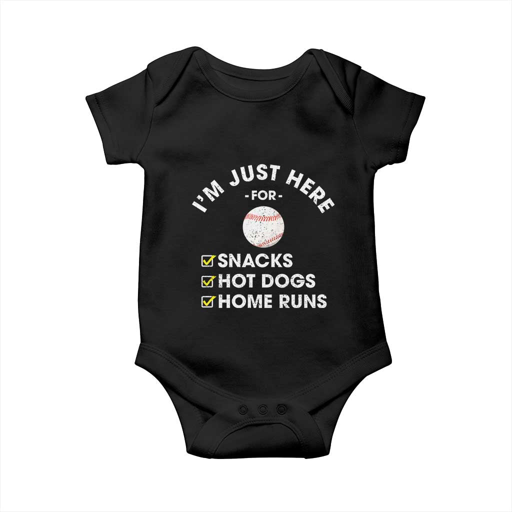Funny Baseball Food Fans Baby Onesie Im Just Here for The Snacks Hot Dog