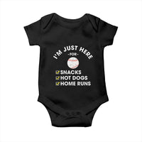 Funny Baseball Food Fans Baby Onesie Im Just Here for The Snacks Hot Dog