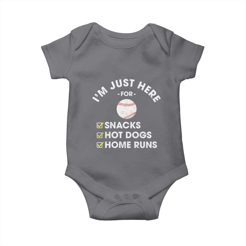 Funny Baseball Food Fans Baby Onesie Im Just Here for The Snacks Hot Dog