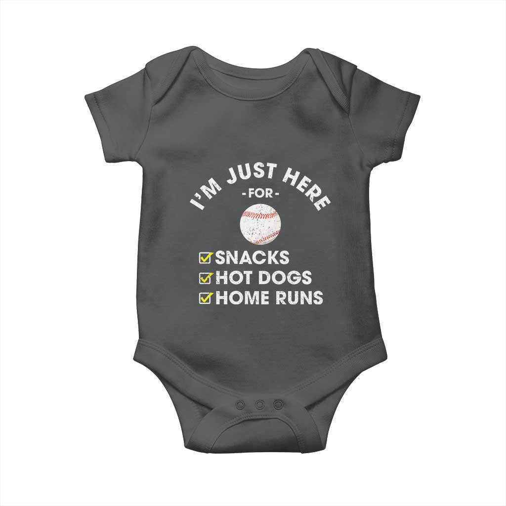 Funny Baseball Food Fans Baby Onesie Im Just Here for The Snacks Hot Dog