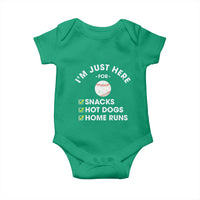 Funny Baseball Food Fans Baby Onesie Im Just Here for The Snacks Hot Dog