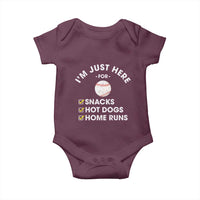 Funny Baseball Food Fans Baby Onesie Im Just Here for The Snacks Hot Dog