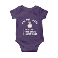 Funny Baseball Food Fans Baby Onesie Im Just Here for The Snacks Hot Dog