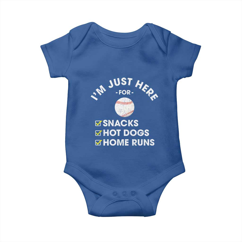 Funny Baseball Food Fans Baby Onesie Im Just Here for The Snacks Hot Dog